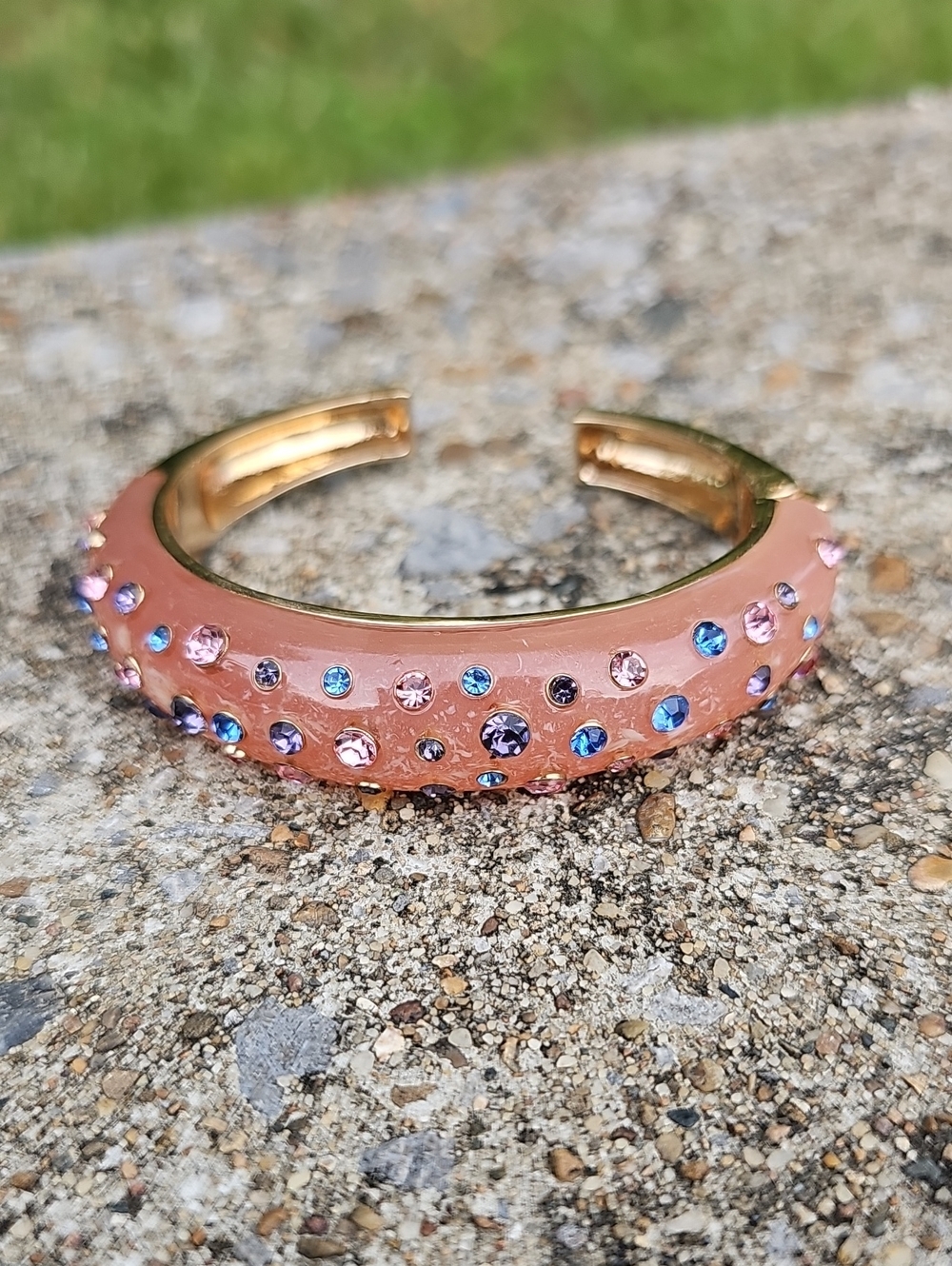 Betsy Johnson Pink Crystal-Embellished Cuff Bracelet - Gold Tone